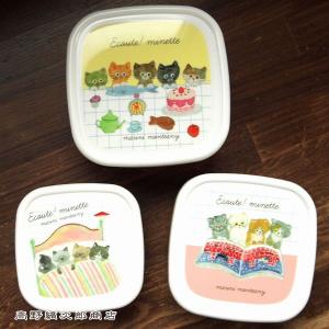 E.minette3Pシール容器Sルビーピンク CAT ランチ お弁当 3個セット ねこ F｜takano-coffee