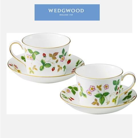 WEDGWOOD ウェッジウッド(ワイルドストロベリー) ティーカップ＆ソーサーペア(デルフィ)