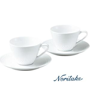 【ノリタケ】≪リズモホワイト≫ ティー・コーヒー碗皿ペア