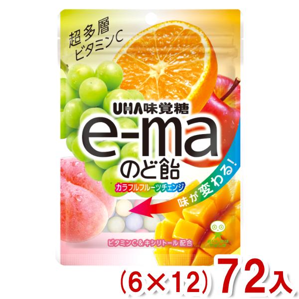 味覚糖 50g e-maのど飴 袋 カラフルフルーツチェンジ (6×12)72入 (イーマ) (Y1...