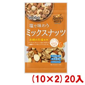 稲葉ピーナツ 塩で味わう ミックスナッツ 88g (10×2)20入 (Y80) 本州一部送料無料 (ロカボ 低糖質 糖質オフ)｜ゆっくんのお菓子倉庫ヤフー店