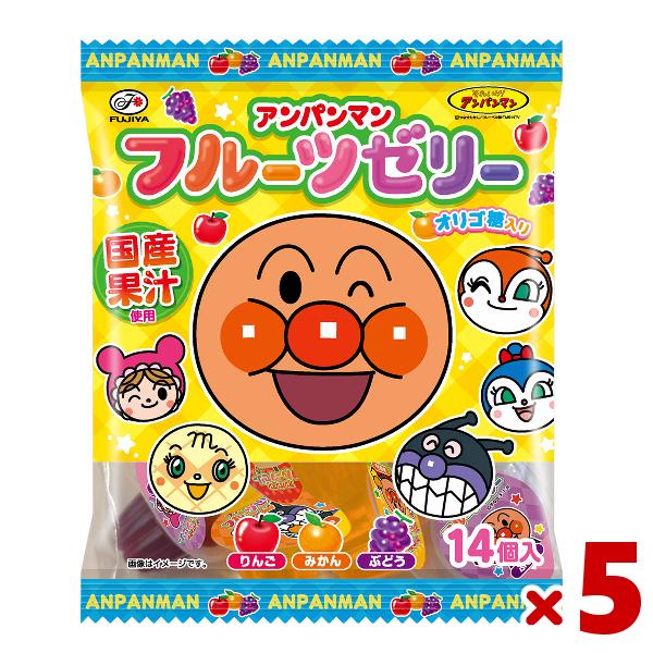 不二家 アンパンマン フルーツ ゼリー 14個×5袋入 (りんご みかん ぶどう)本州一部送料無料