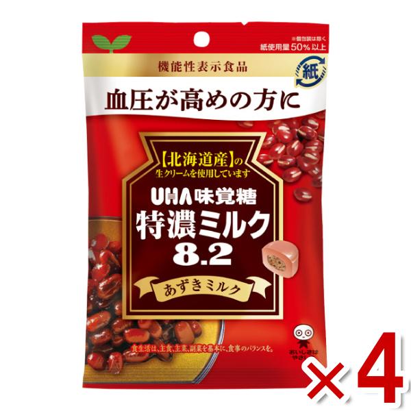 味覚糖 機能性表示食品 特濃ミルク8.2 あずきミルク 93g×4袋セット (ポイント消化) (CP...
