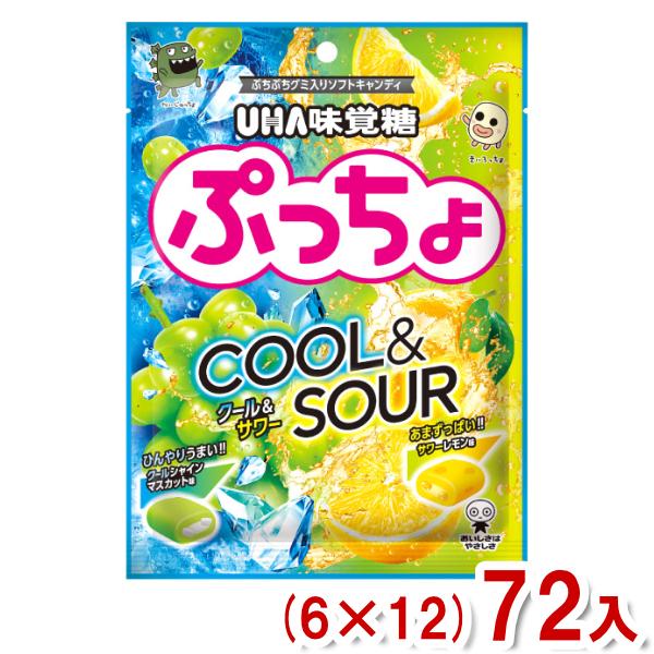 味覚糖 68g ぷっちょ袋 クール＆サワー (6×12)72入 (ソフトキャンディ お菓子) (Y1...