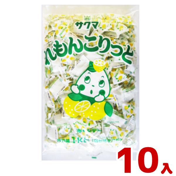 サクマ れもんこりっと ピロー 1kg×10入 本州一部送料無料