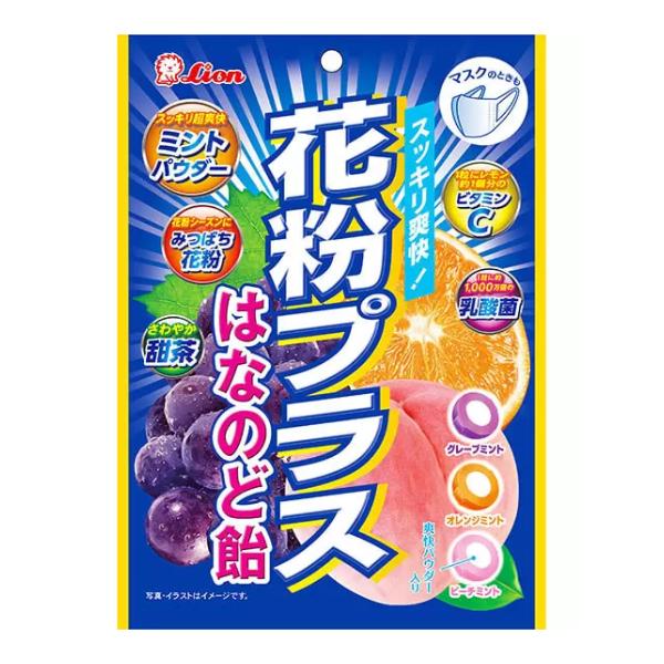 ライオン菓子 花粉プラス はなのど飴 70g×6袋入 (のどあめ キャンディ ミント 飴 アソート ...