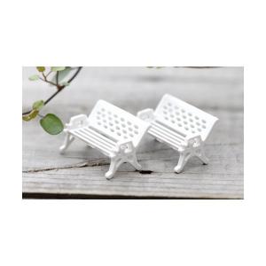 白ベンチ 椅子 建物 テラリウムフィギュア ミニチュア