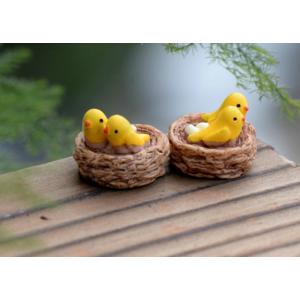 鳥模型 巣の中の小鳥 ミニフィギュア テラリウ...の詳細画像3