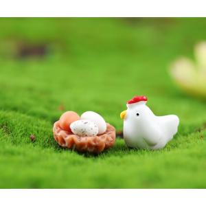 白いにわとり たまご付き巣 ミニフィギュア テ...の詳細画像2