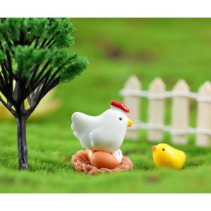 白いにわとり たまご付き巣 ミニフィギュア テ...の詳細画像3