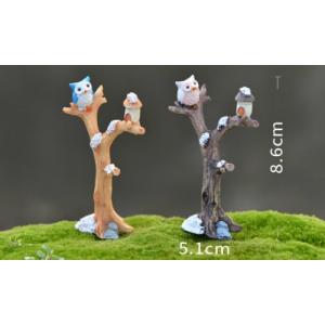 テラリウム フィギュア 木の上のフクロウ ふくろう 動物フィギュア ミニフィギュア コケリウム 苔テラリウム ウィルマート