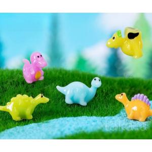 カラフルミニ恐竜6種 動物模型 テラリウム フィギュア ミニフィギュア コケリウム ジオラマ 箱庭 かわいい おしゃれ ワークショップパーツ 苔盆栽 苔玉