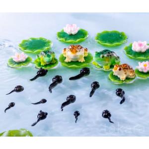 カエル オタマジャクシ ハスの花 かえる 動物 フィギュア テラリウム フィギュア ミニフィギュア コケリウム アクアリウム ジオラマ 箱庭 かわいい