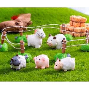 農場 羊 豚 牛 コケリウム テラリウムフィギュア ミニチュア 動物 テラリウム 箱庭 テラリウム ハンドメイド スノードーム 苔テラリウム 苔盆栽 箱庭 かわいい