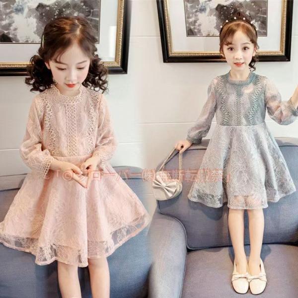 ワンピース 子供服 長袖 レース付き キッズ 長袖 暖かい ミニワンピース コットン ハット 裾フリ...