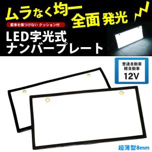 字光式ナンバープレート LED 前後2枚 全面発光 12V 普通車