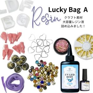 【レジン福袋】UVレジンクラフト アクセサリー資材　お得なラッキーバッグA　レジン液付き 大容量 100g 【メール便対応】 レジンキット プレゼント作り 子供