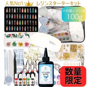 【レジンキット】UVレジン スターターキット ベーシックセット C 大容量レジン液100ｇ【宅配便送料無料】シャカシャカが作れる レジン液