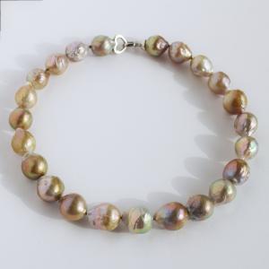 15mm バロック 淡水真珠 ネックレス てりてり虹色浮かぶ大珠バロック