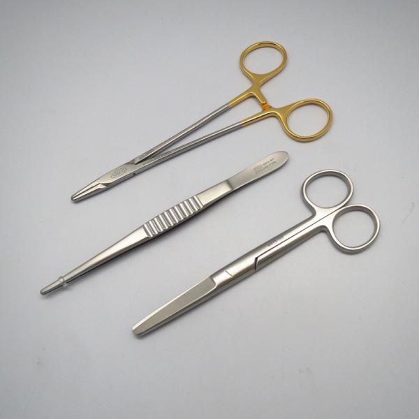外科器具3点セット（メーヨーヘガール持針器TC超硬チップ付16cm、外科ピンセット無鈎15cm、剪刀...