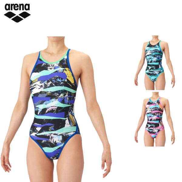 アリーナ トレーニングワンピース 水着 スイムウエア オープンバック 水泳 競泳 スイミング スイム...