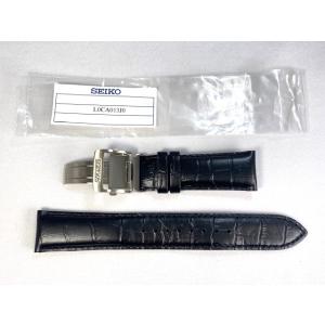 L0CA013J0 SEIKO メカニカル 20mm 純正革ベルトバックル付 カーフ型押し ブラック...