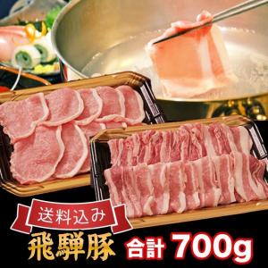 豚肉 焼肉 しゃぶしゃぶ セット 飛騨豚 合計 700g ( ロース 300g バラ 400g ) 【ギフト箱入】 送料込 同梱不可 北海道1000円沖縄1200円必要