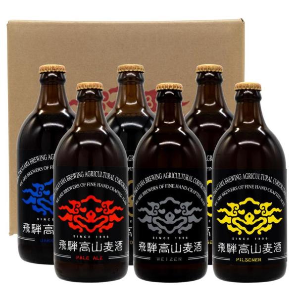 飛騨高山麦酒 ギフト 500ml×6本 （ペールエール1/ダークエール1/ヴァイツェン1/スタウト1...