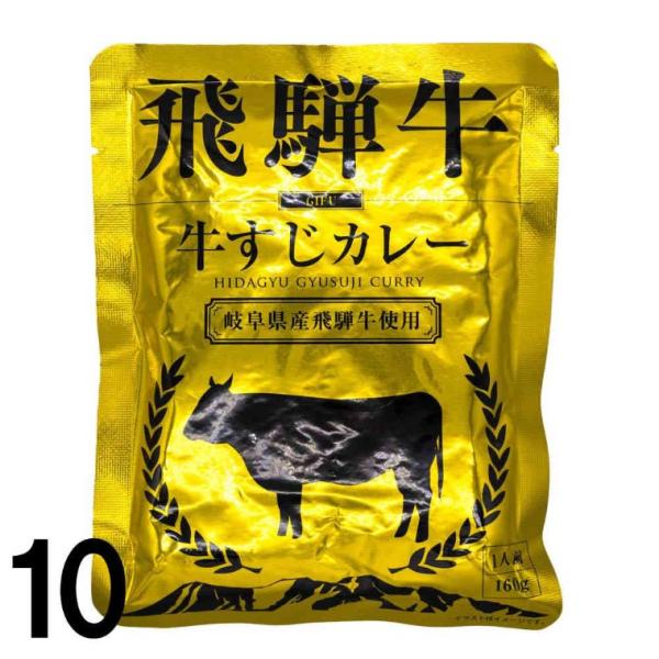 【10】 ふるさと清見21 飛騨牛カレー レトルト 牛すじカレー（金） ×10袋 1人前 （1袋：1...