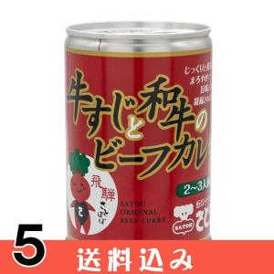 【5】 牛すじ と 和牛 の ビーフカレー 5缶 さとうオリジナル ビーフ カレー 送料込 ※北海道1000円、沖縄1200円別途必要｜takayamasatou