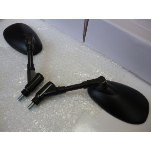 NEW 純正タイプ！ BLACKオーバルミラー 10mm 逆ネジSET