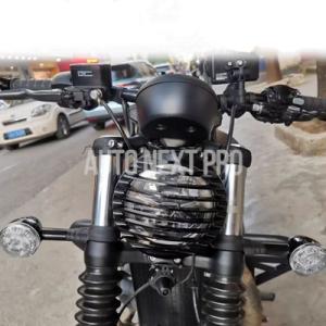 【並行輸入品】バイクレトロフロントヘッドライトグリルカバーフェアリングマスクフォークカウルバイザーガ...