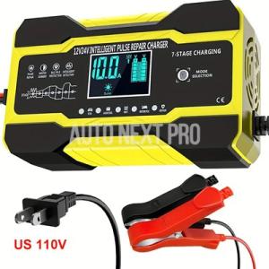 12V 10A/24V 5A 全自動車 バッテリーチャージャー 7 段階スマート急速充電パルスリペア...