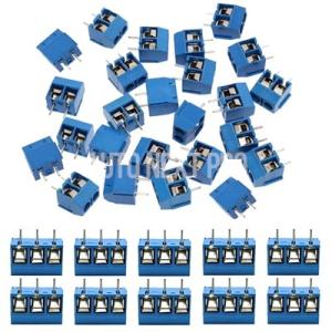 50個 ブルー 5MM 2ピン / 3ピン ピッチ PCB マウント スクリュー端子台コネクタ Ar...