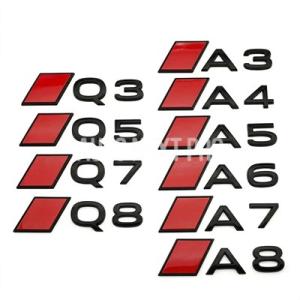 新型3D ABS カーロゴ A3 A4 A5 A6 A7 A8 Q3 Q5 Q7 Q8 アウディ用リアトランクエンブレム 文字ステッカーアクセサリー