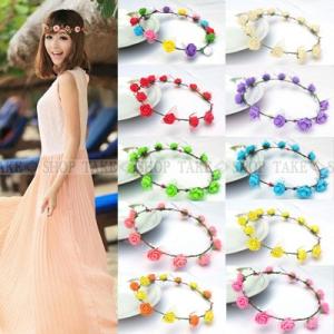 b002  約12個コサージュ付ドレス花冠1本or　6個コサージュ付ブレス2本花かんむり