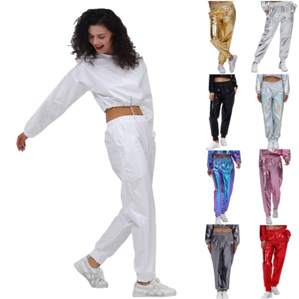 ccyc174【ダンス衣装】ロングパンツ　メタリック【9色5サイズ】エナメル　 ワイドパンツ　長ズボ...