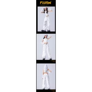 白 ホワイト フード付 キッズ ダンス衣装 ヒ...の詳細画像2
