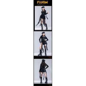 白 ホワイト黒 シフォン キッズ ダンス衣装 ...の詳細画像2