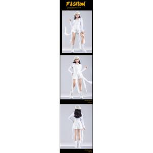 白 ホワイト黒 シフォン キッズ ダンス衣装 ...の詳細画像3