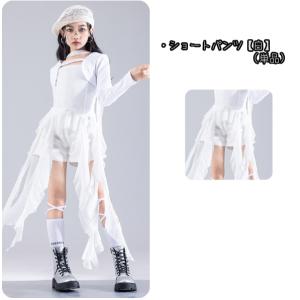 白 ホワイト黒 シフォン キッズ ダンス衣装 ...の詳細画像4