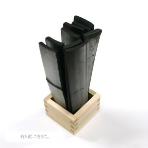 【輝き枡】小／ひのき一合枡＋竹炭20cm　〜 竹炭 国産 インテリア 癒し 空気清浄 消臭 除湿 加湿 セット 〜