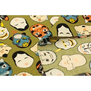 在庫限り スケアープリント お面だらけ カーキの詳細画像2