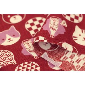 生地 布 猫柄 布和里 染布 ネコと日本酒 コ...の詳細画像3