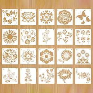 Rolin Roly 花 バラ ひまわり フラワーズ 15 x 15 cm 製図用 20種類 20枚 テンプレート DIYスクラップ ステンシルシー