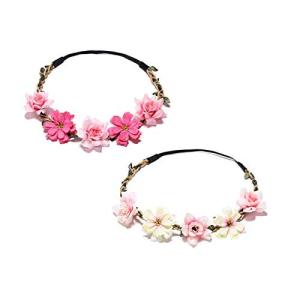 SDUSEIO 2点セット 花冠 花かんむり ヘッドドレス 結婚式 髪飾り 花嫁 お花の冠 エレガント ヘアアクセサリー