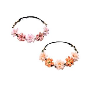 SDUSEIO 2点セット 花冠 花かんむり ヘッドドレス 結婚式 髪飾り 花嫁 お花の冠 エレガント ヘアアクセサリー