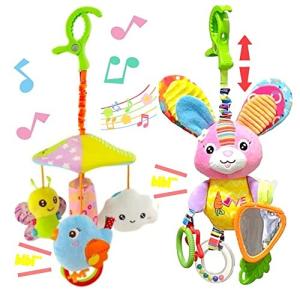 Smiim ベビーカー メリー ベッド メリー あかちゃん 赤ちゃん おもちゃ 玩具 車 チャイルドシート (メリー+うさ