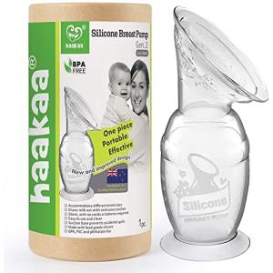 haakaaシリコン手動式搾乳器 100ml/4oz - 手動搾乳ポンプ ママと赤ちゃんと環境にやさしい一体型母乳コレク