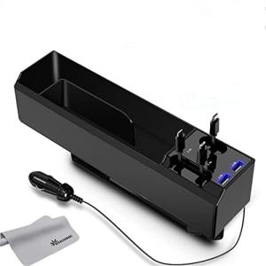 Raksonic 車用収納ポケット 運転席と助手席の間サイド収納ボックス 隙間ポケット すき間ポケット 3本の伸び縮